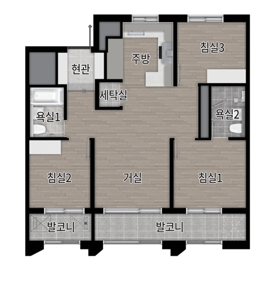 마곡 롯데캐슬 르웨스트 69OT TYPE 평면도